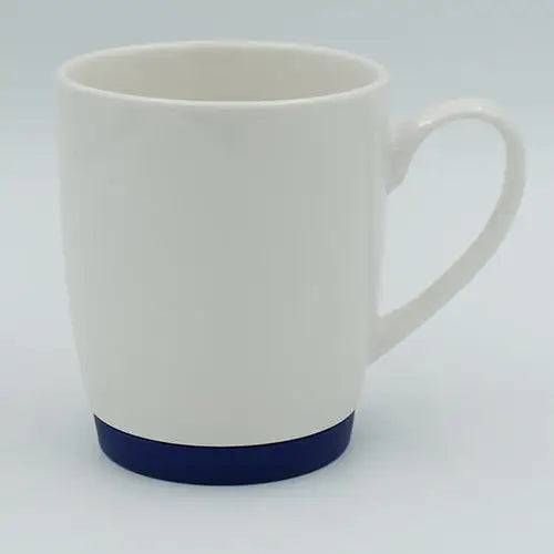 White Bone China Mug with Dark Blue Base - simple